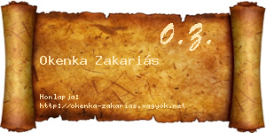 Okenka Zakariás névjegykártya